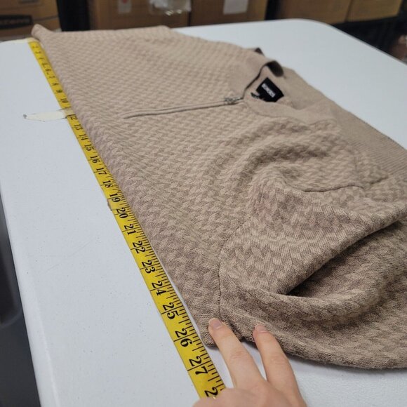 Bonobos Mens Slim Fit 1/4 Zip Herringbone Academia Sweater Size XXL Beige Herita - Picture 5 of 8